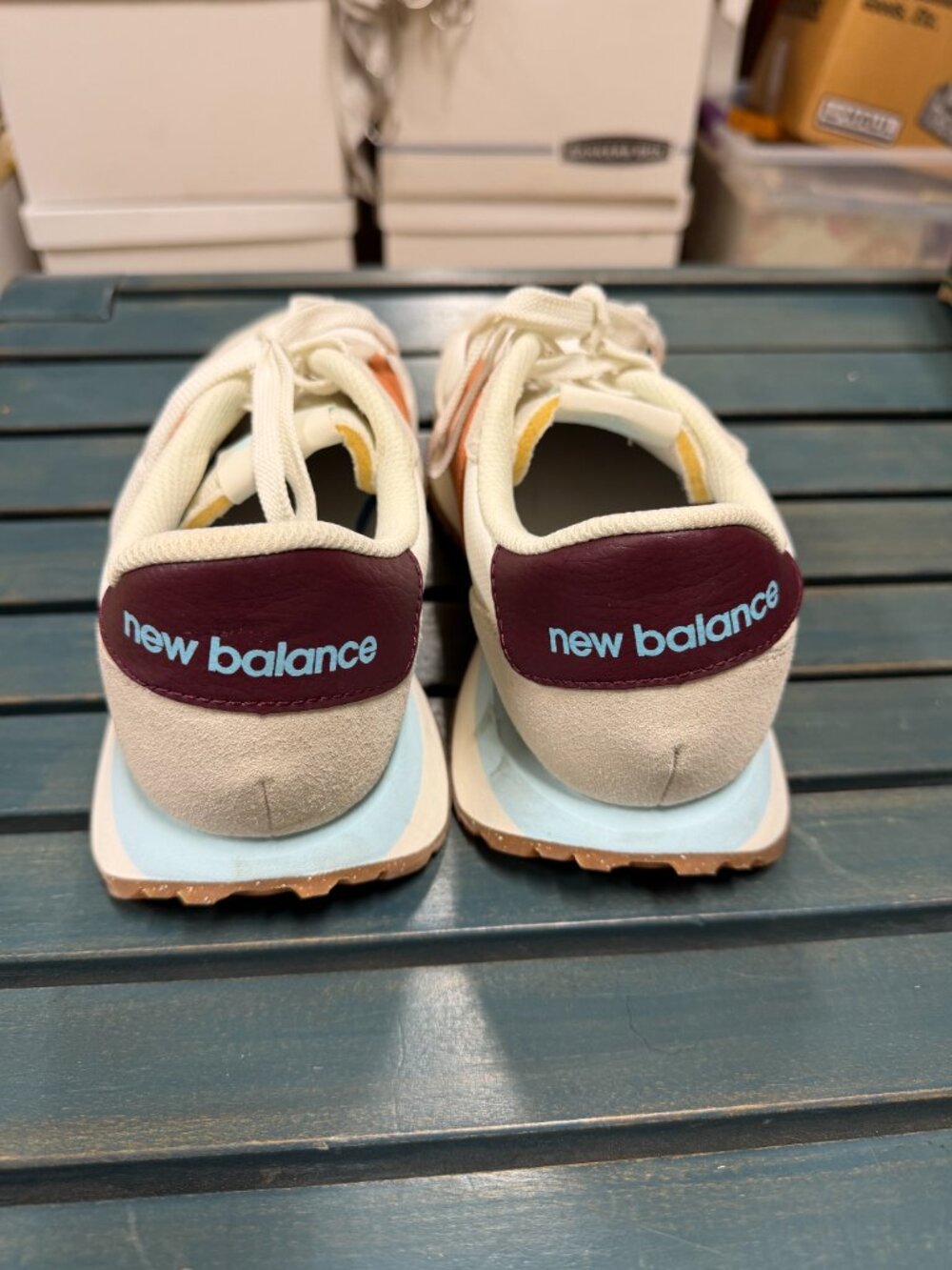 New Balance 237 Sneakers Cream Orange Blue - Picture 3 of 5